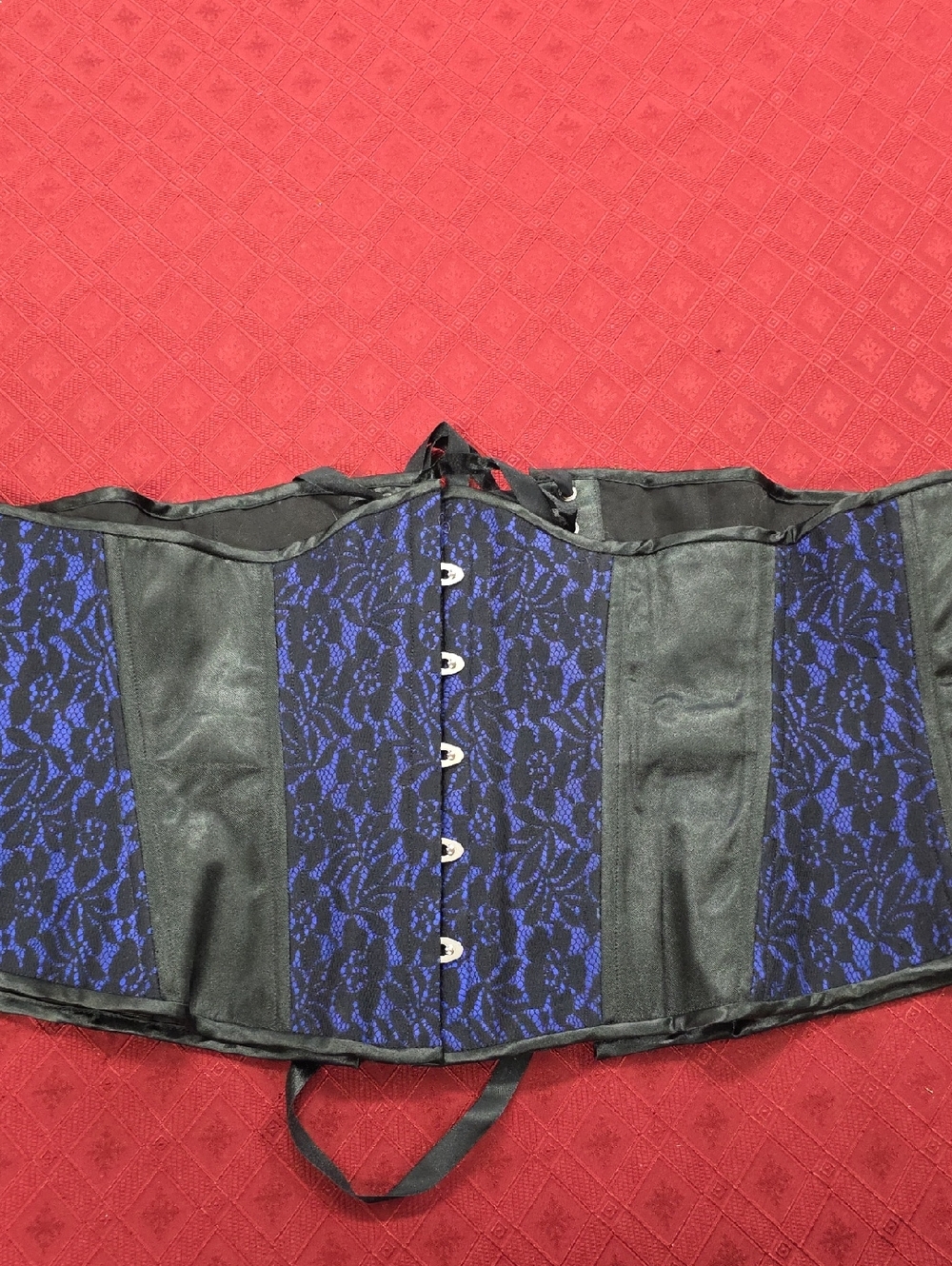 Black and Blue Lace Underbust Corset
